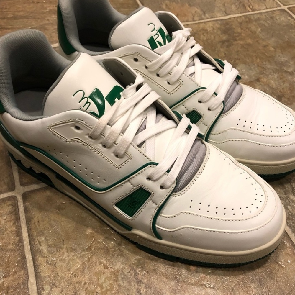 Louis Vuitton White and Green Athletic Shoes - Picture 6 of 7